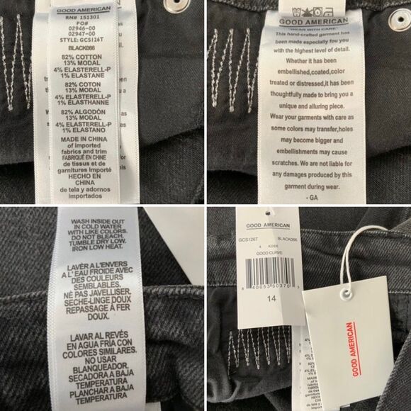 Good American Jeans Size 14 Black Good Curve Distressed Patch - Picture 7 of 9